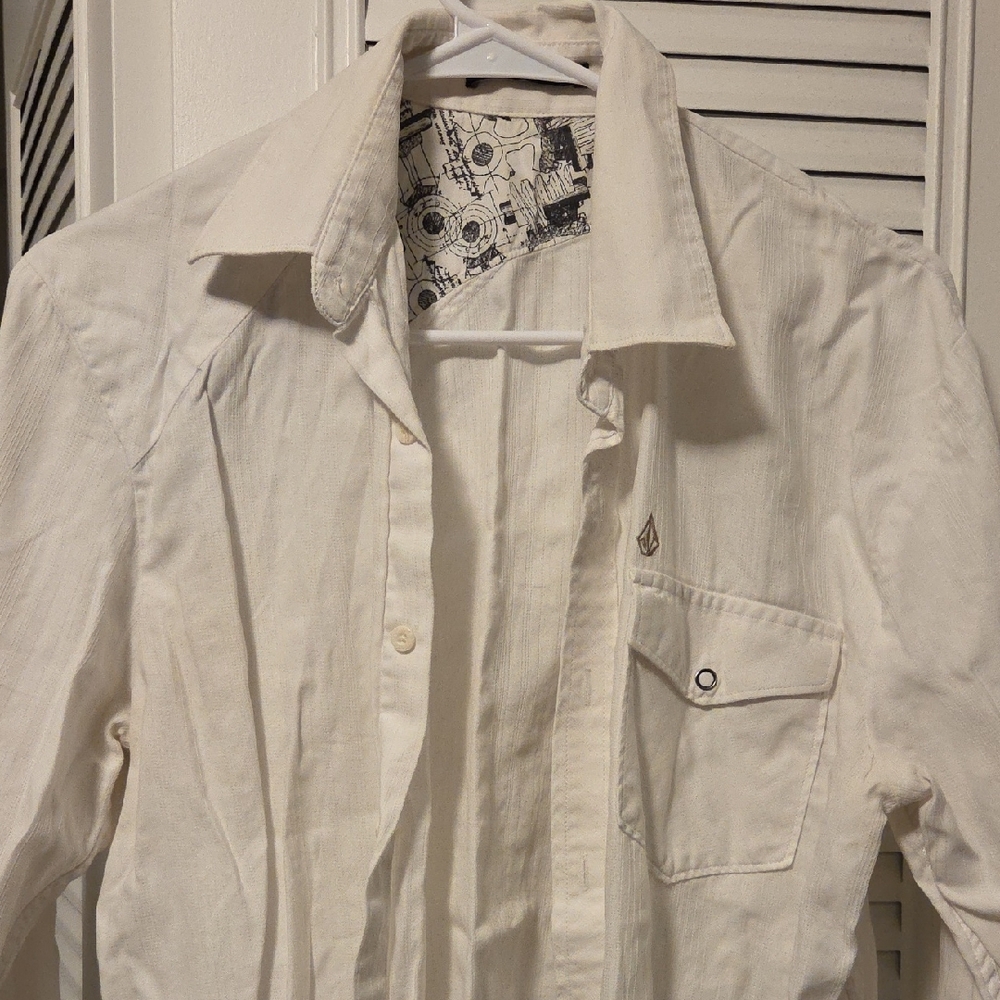 Volcom Men's Cream Casual Button Down Shirt